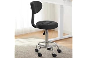 XUEGW Office Drafting Chair with Back Support and Footrest Multi-Purpose Office Desk Chair, Home Chair Thick Seat Cushion for Home Bar Kitchen Shop（with Backrest,Black