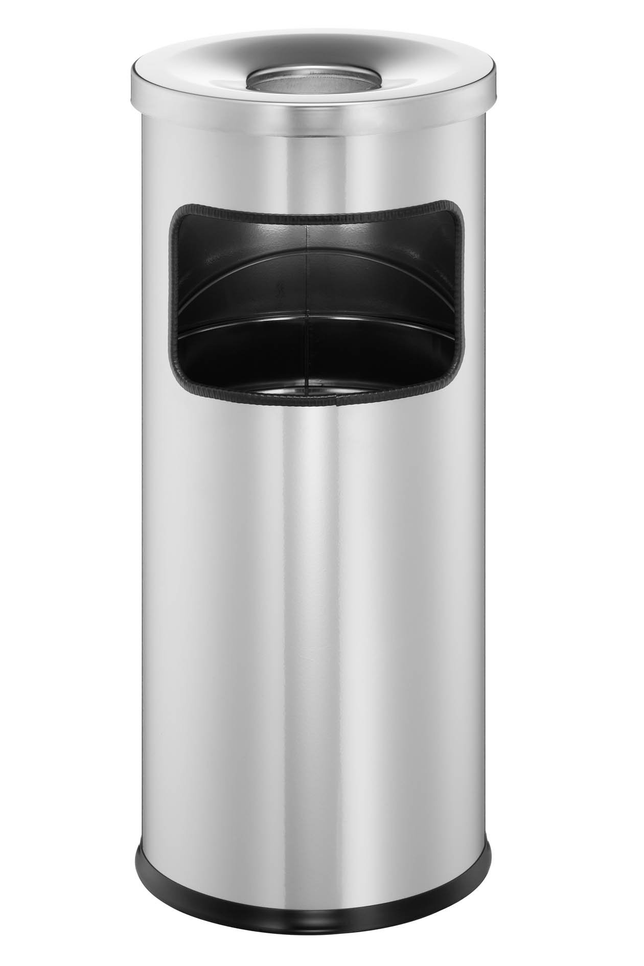 Durable Ashtray 333223 Metal Dustbin with Safe, Selbstlöschender 17L Waste Bin with 2L Ashtray Ashtray Silver