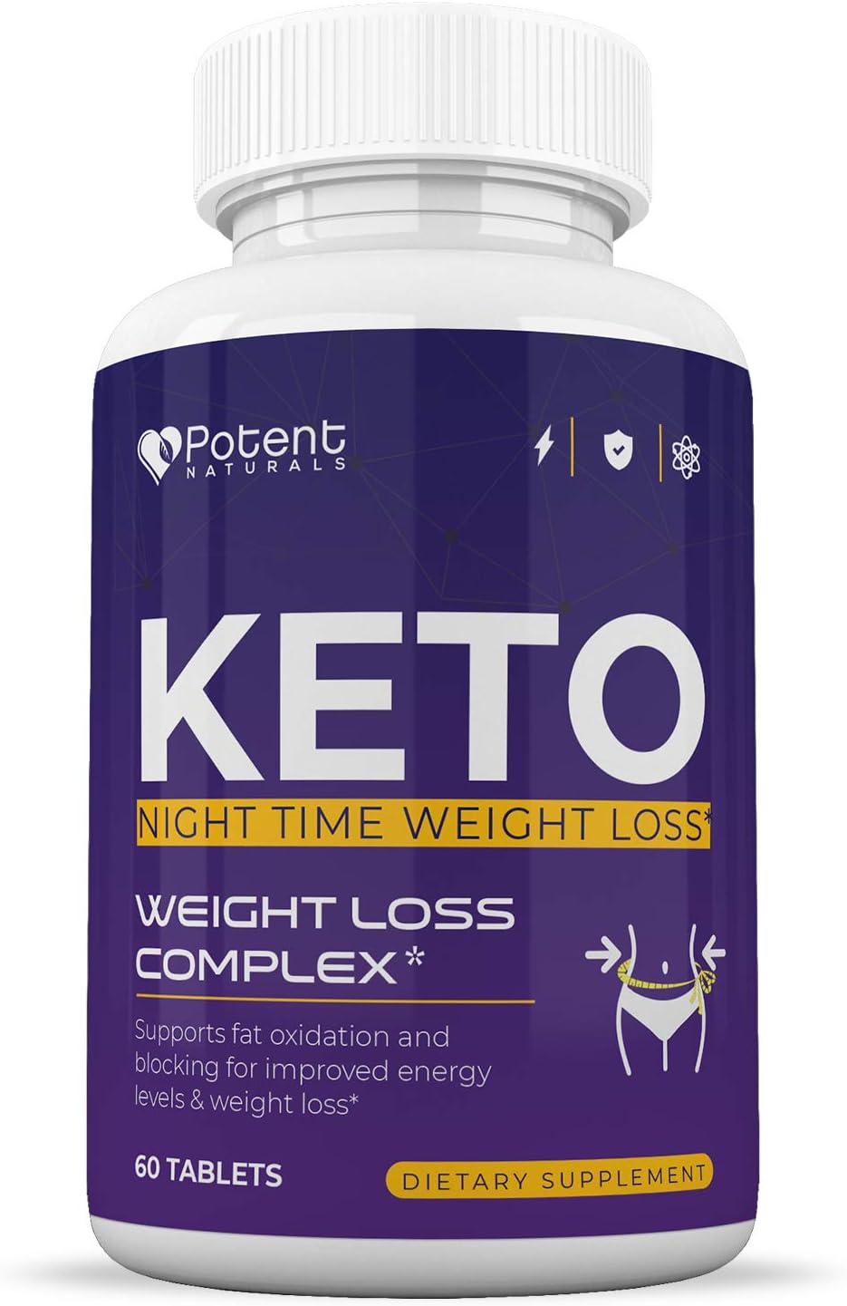 Potent Natural Night Time Fat Burner - Weight Loss Supplements for Women & Men - Lose Unwanted Fats and Pounds Overnight - Appetite Suppressant - Carb Blocker - 60 Tablets