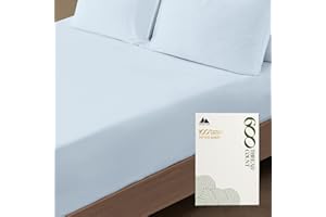 MAYFAIR LINEN Twin XL Fitted Sheet Only - 100% Egyptian Cotton 600 Thread Count Deep Pocket Fitted Sheet Twin XL, Cooling Sateen Elastic Bottom Sheet, Fits College Dorm Mattress, Teens - Light Blue