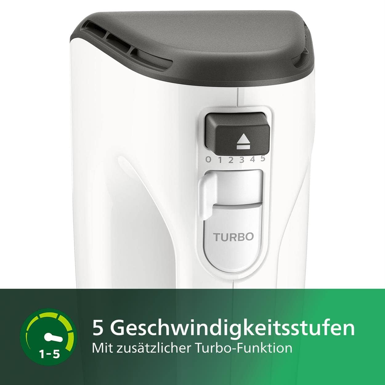 Philips Hand Mixer (450 W, 5 Speeds Plus Turbo), White