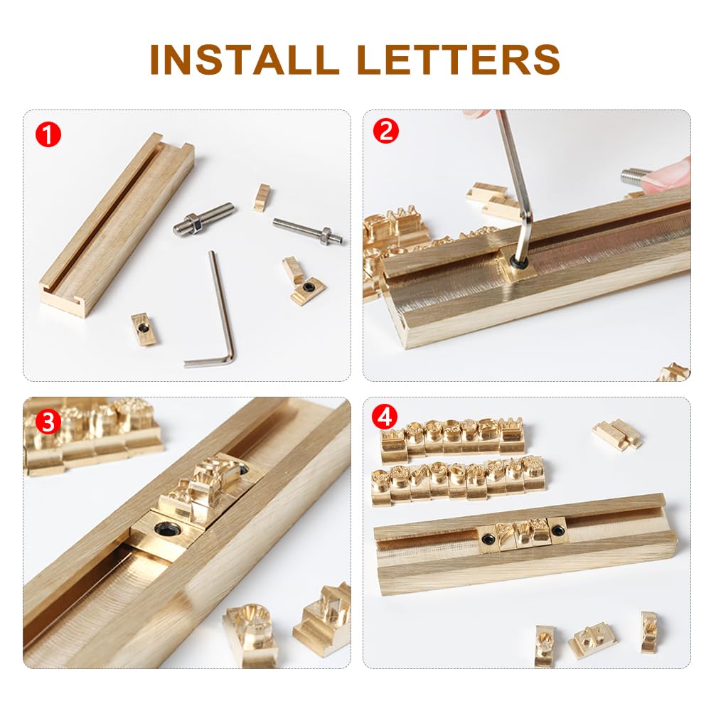 ZONEPACK Stamping Mold Copper Brass Stamping Flexible Letters Numbers Alphabets Symbols Characters Molds CNC Engraving Molds for Hot Foil Stamping Machine (83pcs Time New Roman with Wood Box)