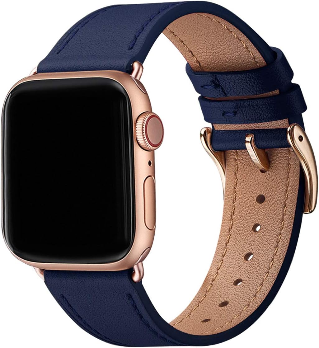 QAZNZ Leather Straps for Apple Watch Strap 44mm 45mm 42mm(Series 1 2 3) 46mm 49mm,Women Men Replacement Strap for Apple Watch Series 11 10 9 8 7 6 5 4 & iWatch SE 1/2/3,Ultra 3/2/1 - Image 3