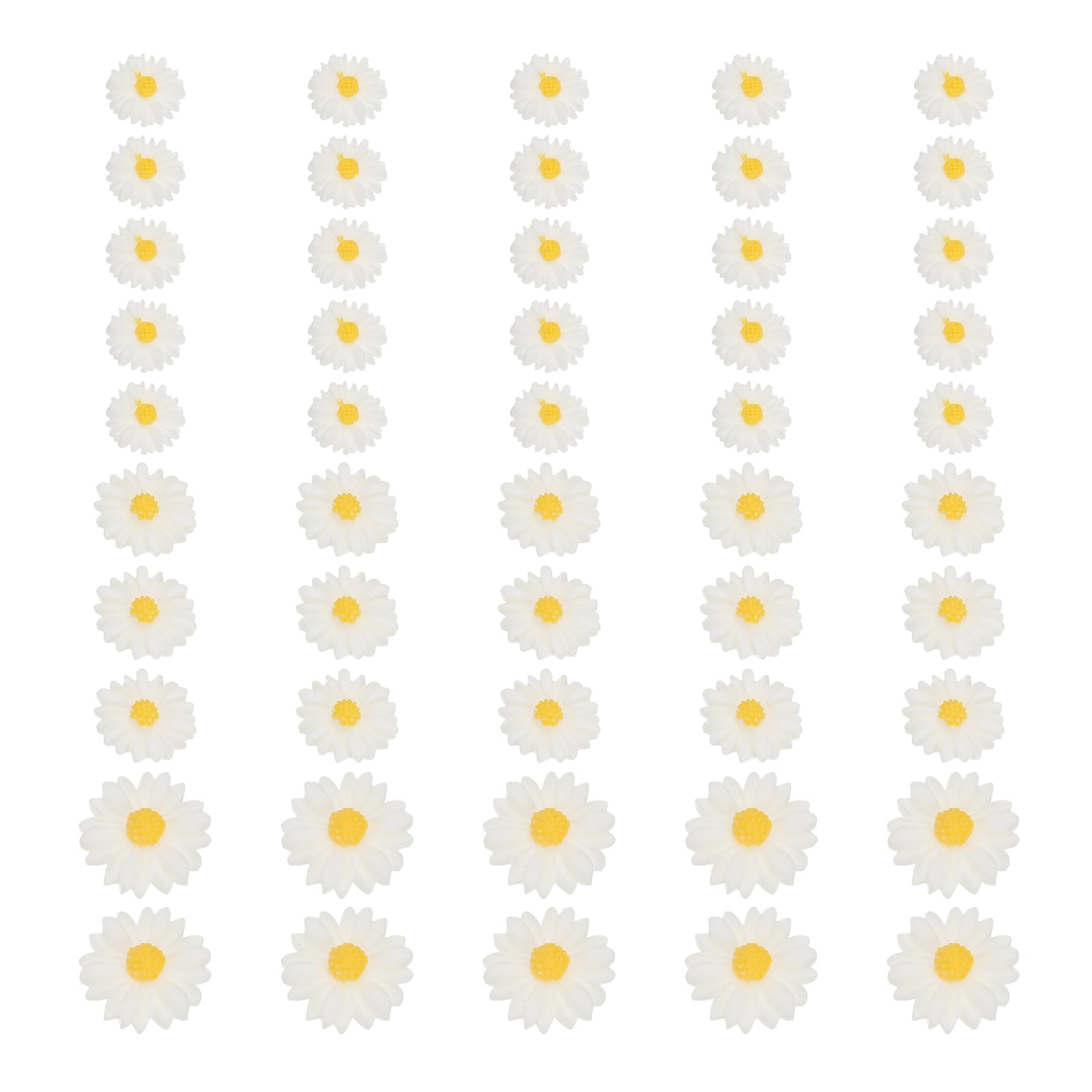 PATIKIL 50Pcs Resin Daisy Flower Charms, 3 Sizes Flatback Cute Flower Charms for DIY Scrapbooking Embellishments Nail Phone Case Decor, White