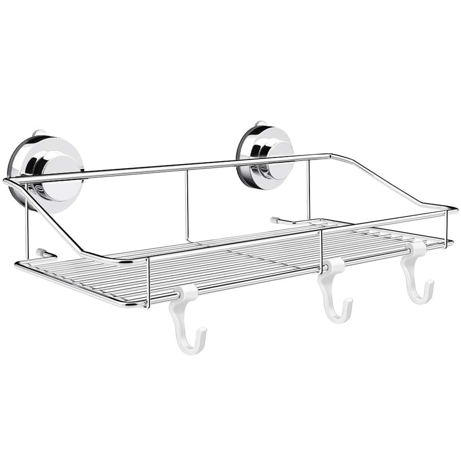 浴室用ラック 強力 吸盤 お風呂の壁に ステンレス シャワーラック (25.5x14.5x6cm(吸盤)) の商品画像