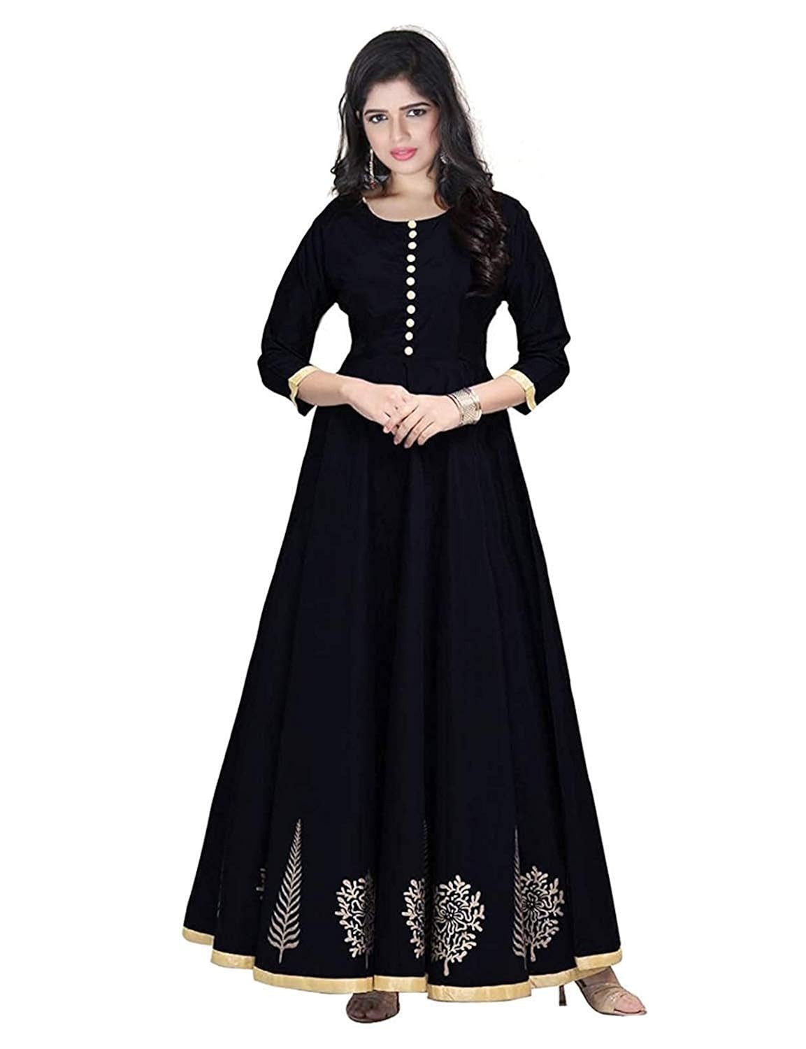 shree sai creation women's silk semistiched cotton gown,kurty,dresess (medium)