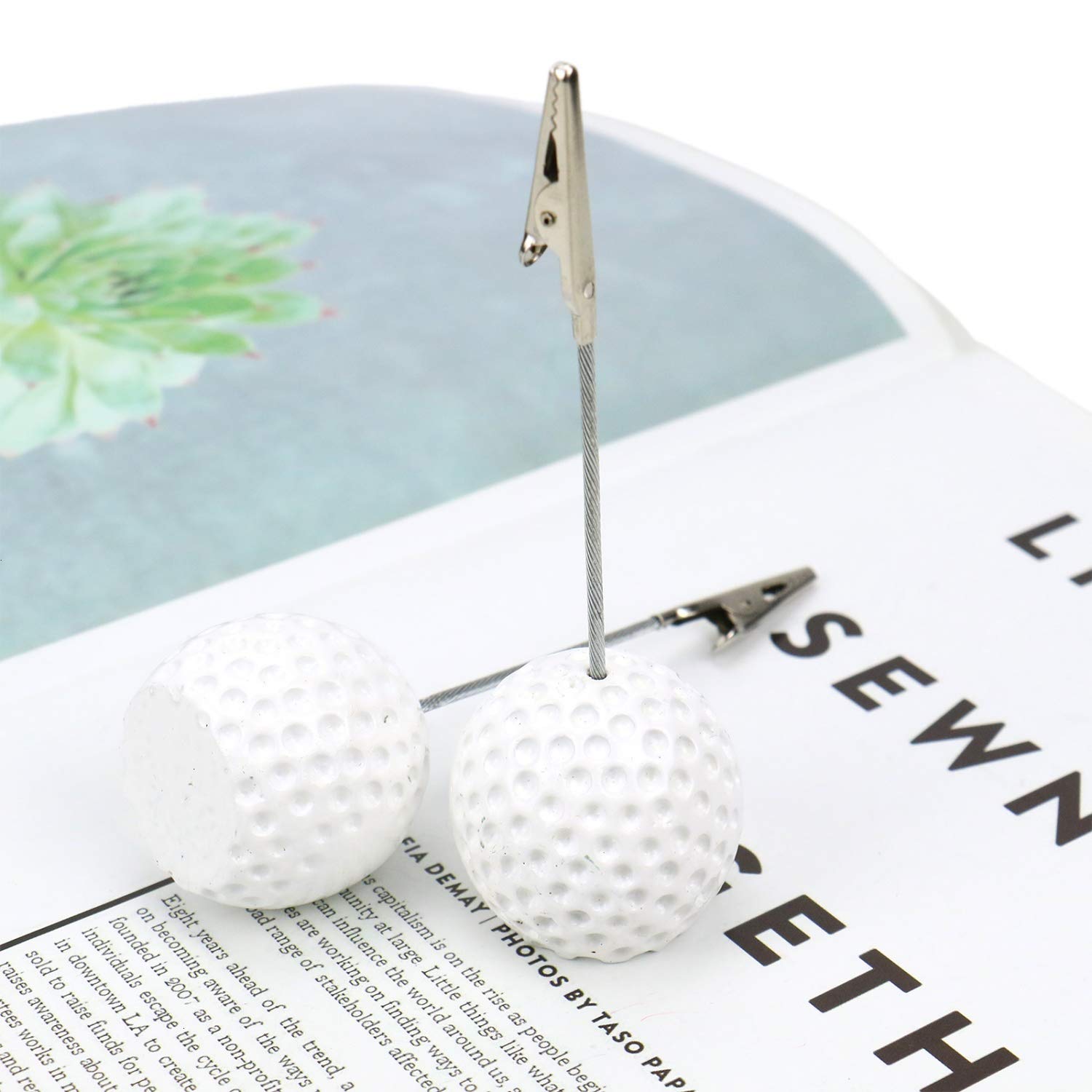 正規品販売 B07n1b68pr 5個セット 写真カード用紙メニュークリップ メモクリップホルダー ネームカードホルダー ホームオフィスゴルフボール型テーブル番号ホルダー Jeteho カレンダー 4 H Org