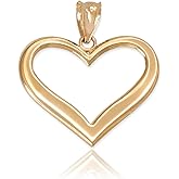 Polished 10k Yellow Gold Love Charm Open Heart Pendant