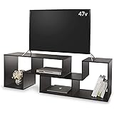 DEVAISE テレビ台 テレビラック テレビボード ローボード 伸縮 幅1100～2200mm 65インチまで対応 コーナー 収納ラック 2点セット簡単組立 ブラック 木目 WF0014C