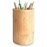 Sophie & Panda Bamboo Pen Holder Tooth Brush Holder - Don't Miss This Extremely Versatile and Beautiful Cylinder Bamboo Storage Organizer Chopstick Holder Makeup Brush Holder Utensil Caddy