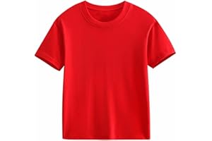 Kids Short Sleeve Athletic Shirts Quick-Dry Solid Basic Casual Tee Tops for Girls Boys Cotton Pullover Sweatshirt