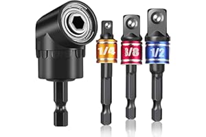 QILUCKY Impact Grade Socket Adapter Set,4-in-1 Flexible Drill Bit Extension Set, 105° Right Angle Drill Attachmen, Joint Socket 1/4 3/8 1/2 In Hand Power Wrench Ratchet Drill Adapter Driver Bit Hex Nut