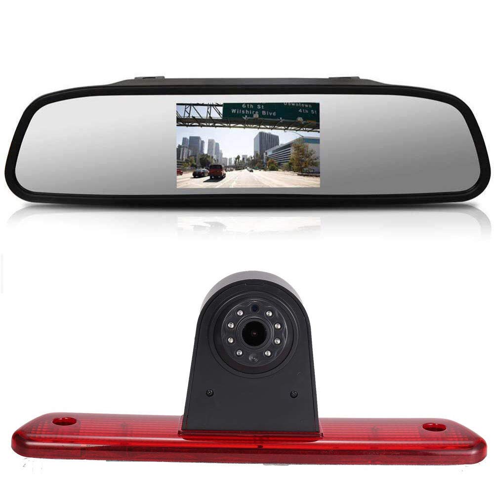 4.3'' Inch HD Rearview Mirror + 1280x720 Pixel 1000TV Lines HD Reversing Camera, HD Night Vision Rear View Backup Camera for Citroen Jumpy/Peugeot Expert/Toyota Proace van 3 transporter 2007-2016