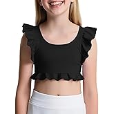 Girls Training Bra Athletic Sports Bra for Kids Cute Ruffle Comfort Dance Yoga Crop Tops 7-14 Years