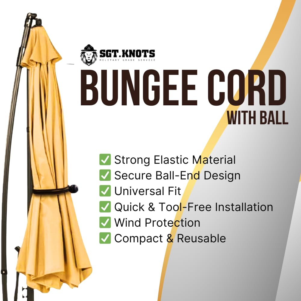 SGT KNOTS Patio Umbrella Bungee Strap Cord with Ball - Long Lasting, Highly Flexible & Durable Umbrella Tie (1 Pack, Tan) - view 5