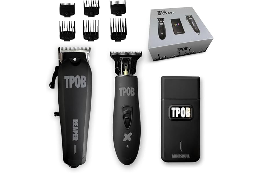 TPOB Slime 2 Black Clipper Trimmer Shaver Set Barber Hair Clippers for Men 6800 RPM with Rubber Case