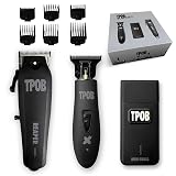 TPOB Slime 2 Black Clipper Trimmer Shaver Set Barber Hair Clippers for Men 6800 RPM with Rubber Case