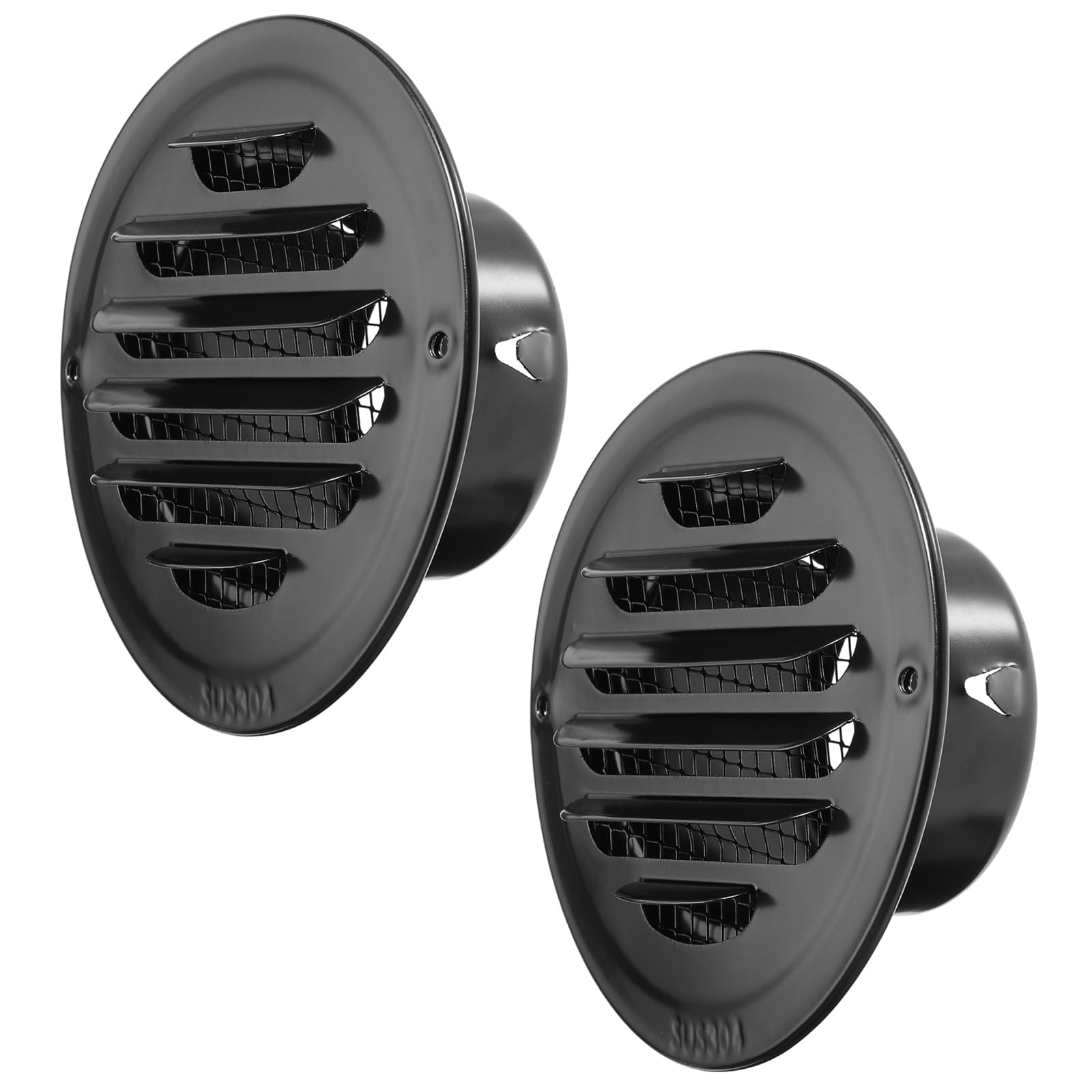 SUMNACON 2 Pcs 304 Stainless Steel Air Vent Cover Ventilation Cover, Round 67mm Air Vent Grill Screen Hood Extractor Fan Ventilation Cover with Insect Mesh for Bathroom Kitchen (Black)