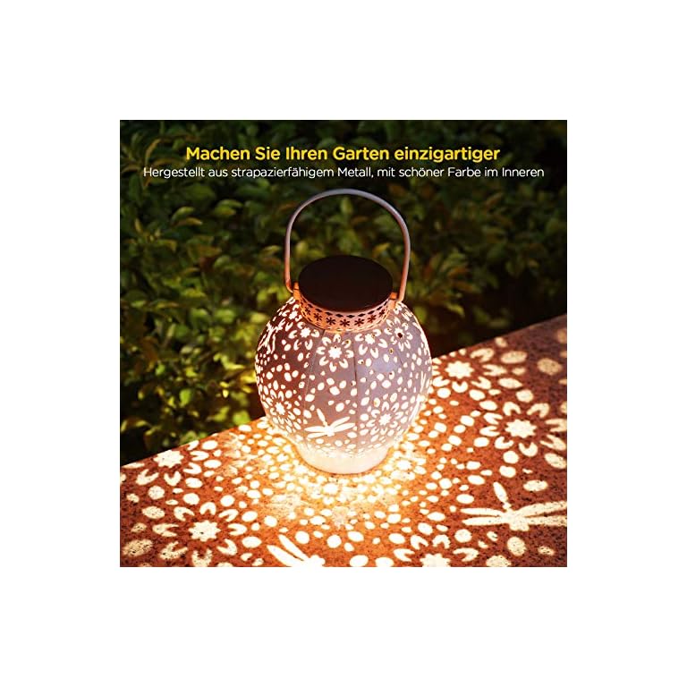 KOOPER LED Solar laterne für Außen, Vintage Metall Solarlampen für