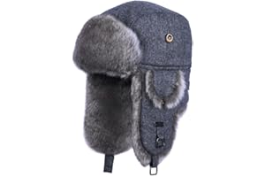 ALKAIDSTAR Fur Winter Trapper Hat,Wool Faux Fur Aviator Ski Trapper Trooper Pilot Snow Eskimo Hat with Ear Flaps for Men & Women
