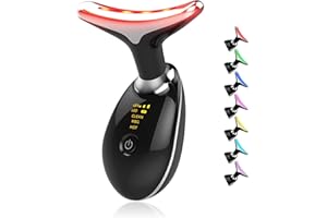 RUROLO Face Massager with Led Light: 7-Color Facial Device - Neck Wrinkles Tightening Wand - Vibration Tool for Skin Care, Black