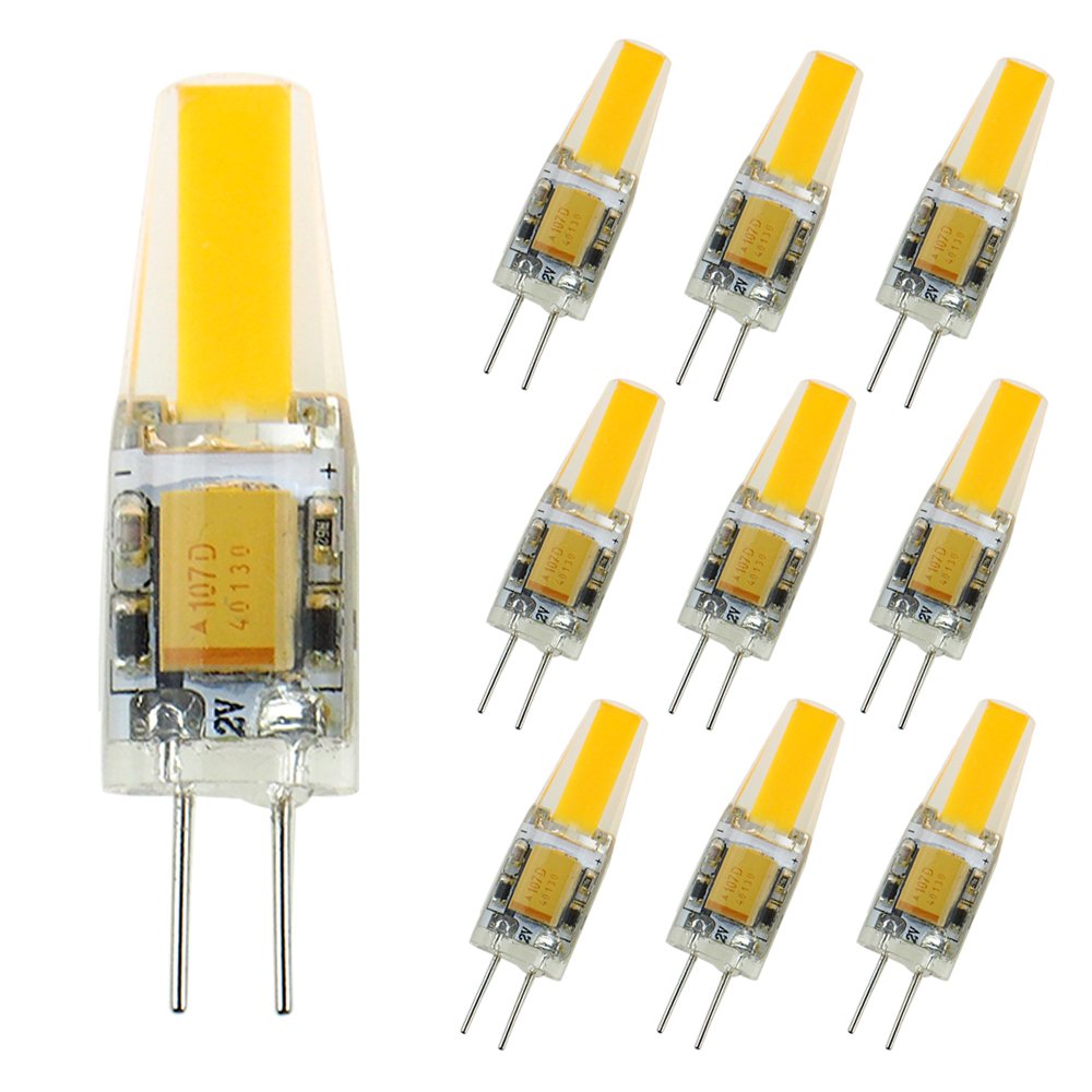 POCKETMAN Pack of 10, G4 LED Lamp 12v AC/DC COB Led Bulb Light 2W Warm White 360 Beam Angle
