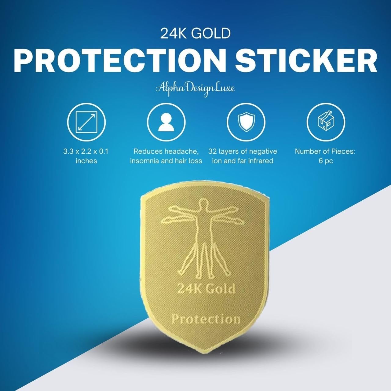 24K Gold Protection Stickers (6-Pack) – Blocking Shield Neutralizers for Phones, Tablets & Electronics – Stylish Wellness Tags for Device Support