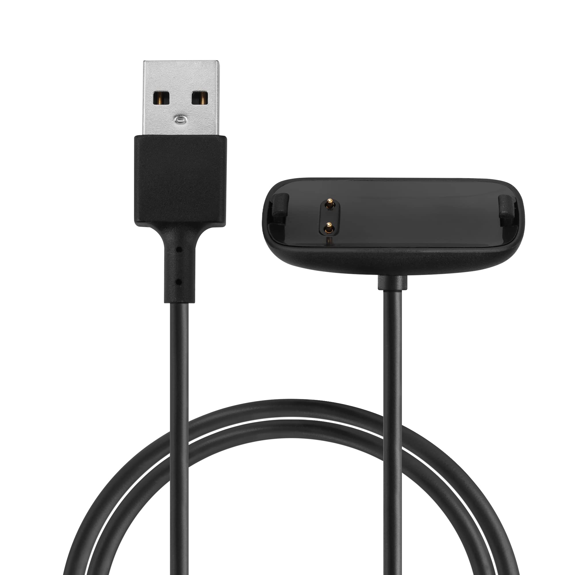 kwmobile USB Cable Charger Compatible with Fitbit Inspire 3 Cable - Charging Cord for Smart Watch - Black