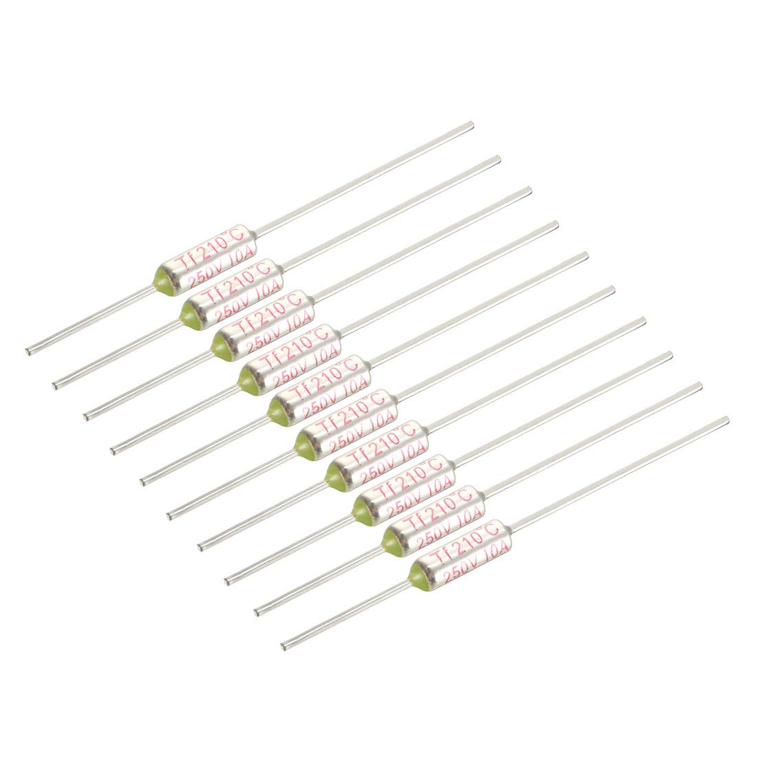 Sourcingmap 250V 10A 210℃ Celsius Circuit Cut Off Temperature Thermal Fuse 10 Pcs