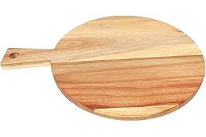 OSALADI Acacia Wood 16 Inch Round Cutting Board with Handle for Bread, Cheese, and Vegetables Versatile