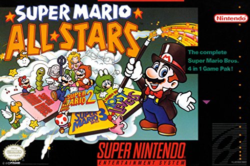 Super Mario All Stars Super Nintendo NES Game Series Box Art Yoshi Luigi Princess Poster 12x18