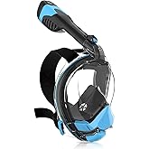 Yosmer Electric Full Face Snorkel Mask for Adults, Snorkeling Gear with Latest Dry Top System, Patented Airflow System with Fan Assistance, 180° Panoramic Foldable Design, Anti-Fog & Anti-Leak