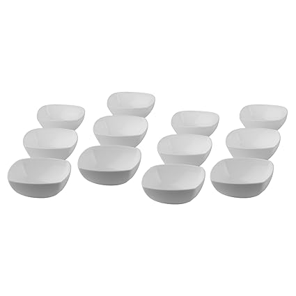 Homray Opulence Microwave Safe & Unbreakable Square 350 ml Bowls (Set of 12)