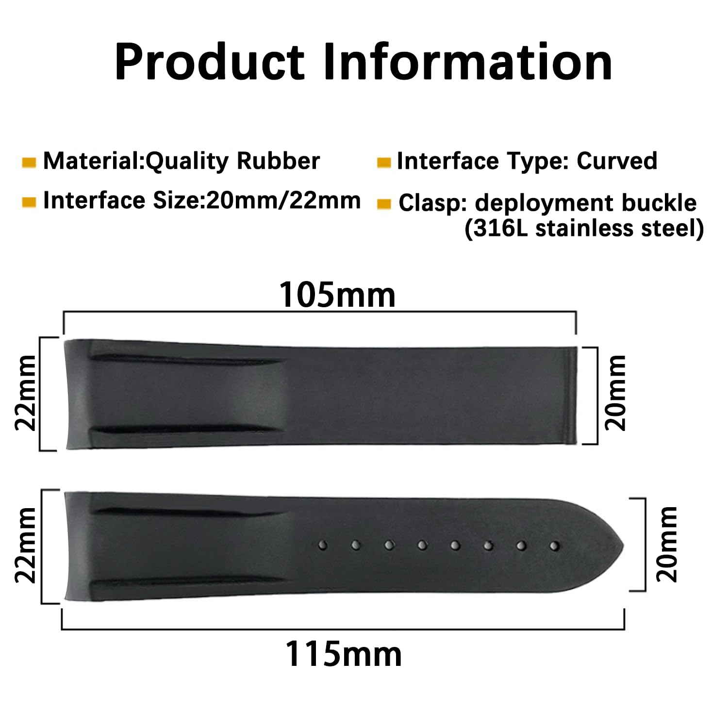 Cheap Rubber 26 mm Watch Strap Replacement 1545_K0033390 main image 1
