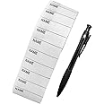 Medsuo 100 Pcs Name Tags with Pen Iron on Labels Washable Tapes Woven Clothing Labels for Clothes School Uniform Bags Towels Hats Gloves Scarves for Nursing Care Rest Home
