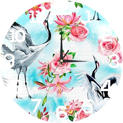 Amazon Co Jp 壁掛け時計 置き時計 インテリア 動物柄 鶴 花柄 おしゃれ かわいい 北欧 部屋装飾 プレゼント サイレント ホーム キッチン