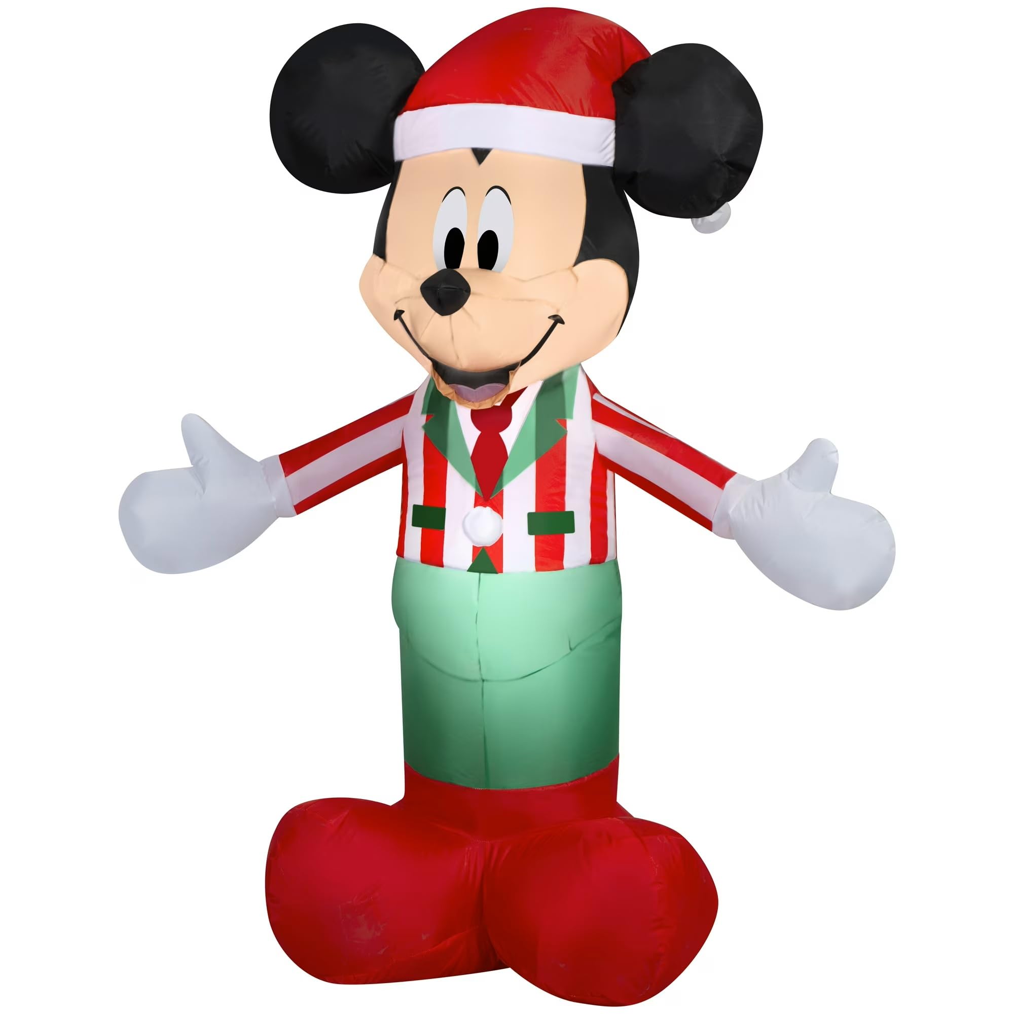 Photo 1 of Disney Mickey Mouse Christmas Inflatable Outdoor Decoration, Striped Shirt Design, 60 Inch Air Blown Holiday Yard Decor