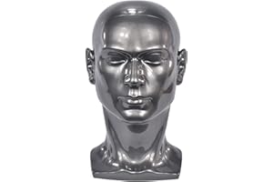 MIAOMANZI PVC Mannequin Head Black Male Manikin Dummy Stand Model Display Hat Scarf Wigs Hair Glasses Hat Beauty Styling Tool (grey)