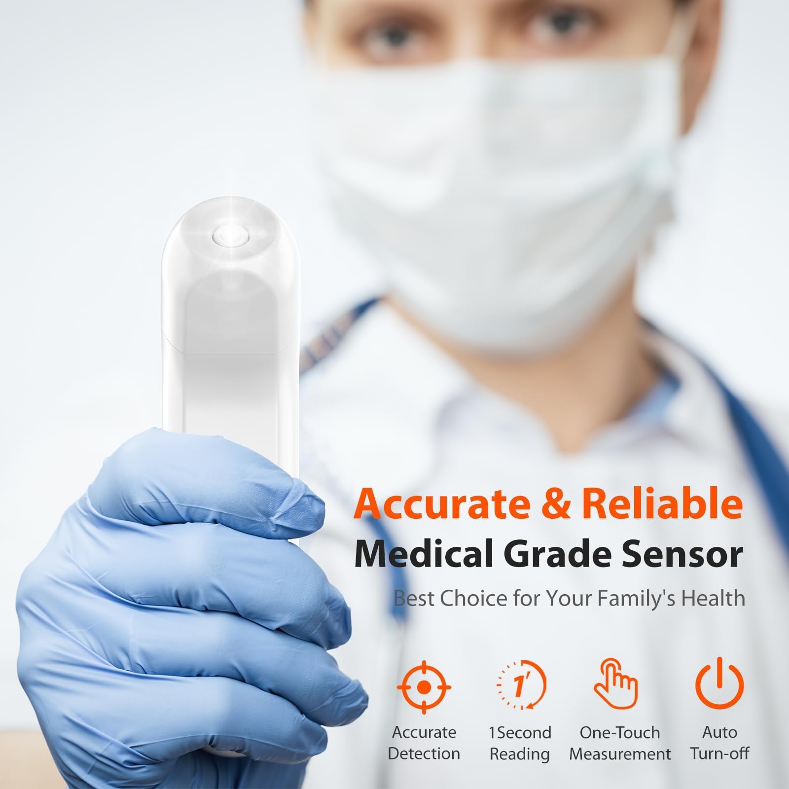 iHealth Digital Thermometer for Adults and Kids - Infrared Forehead Thermometer with Color Fever Indicator - Touchless, Fast, Accurate Results in 1 Second - Silent Mode, Easy-to-use for Home - PT2L