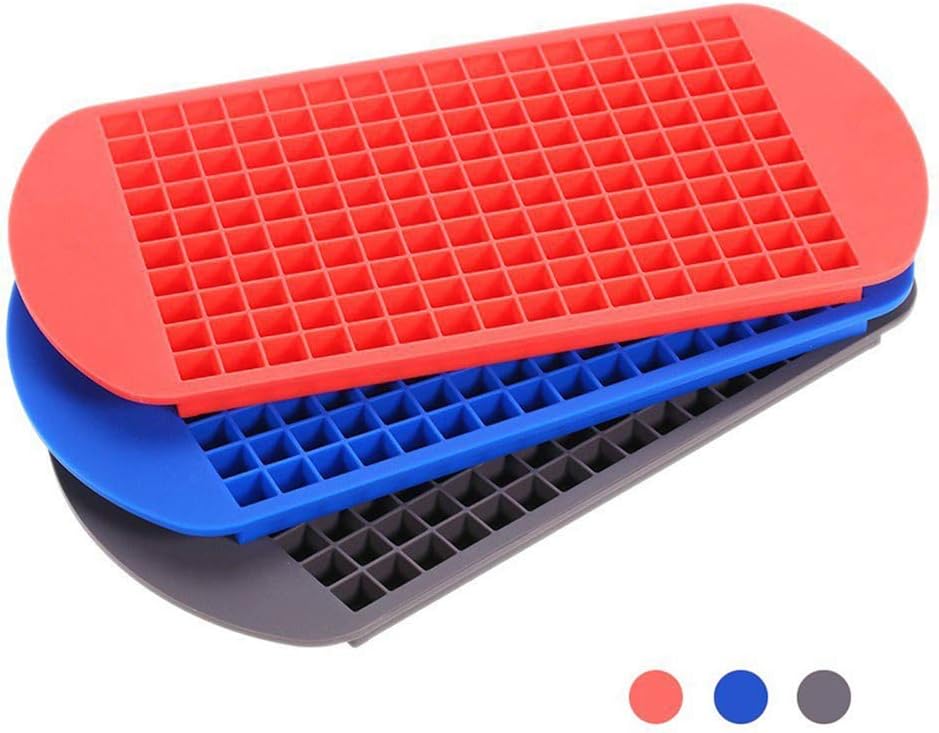 Heofean 3 Pcs Approved Food Grade Silicone 160 Grids Small Ice Maker Tiny Ice Cube Trays Chocolate Mold Mould Maker for Kitchen Bar Party Drinks Set of 3