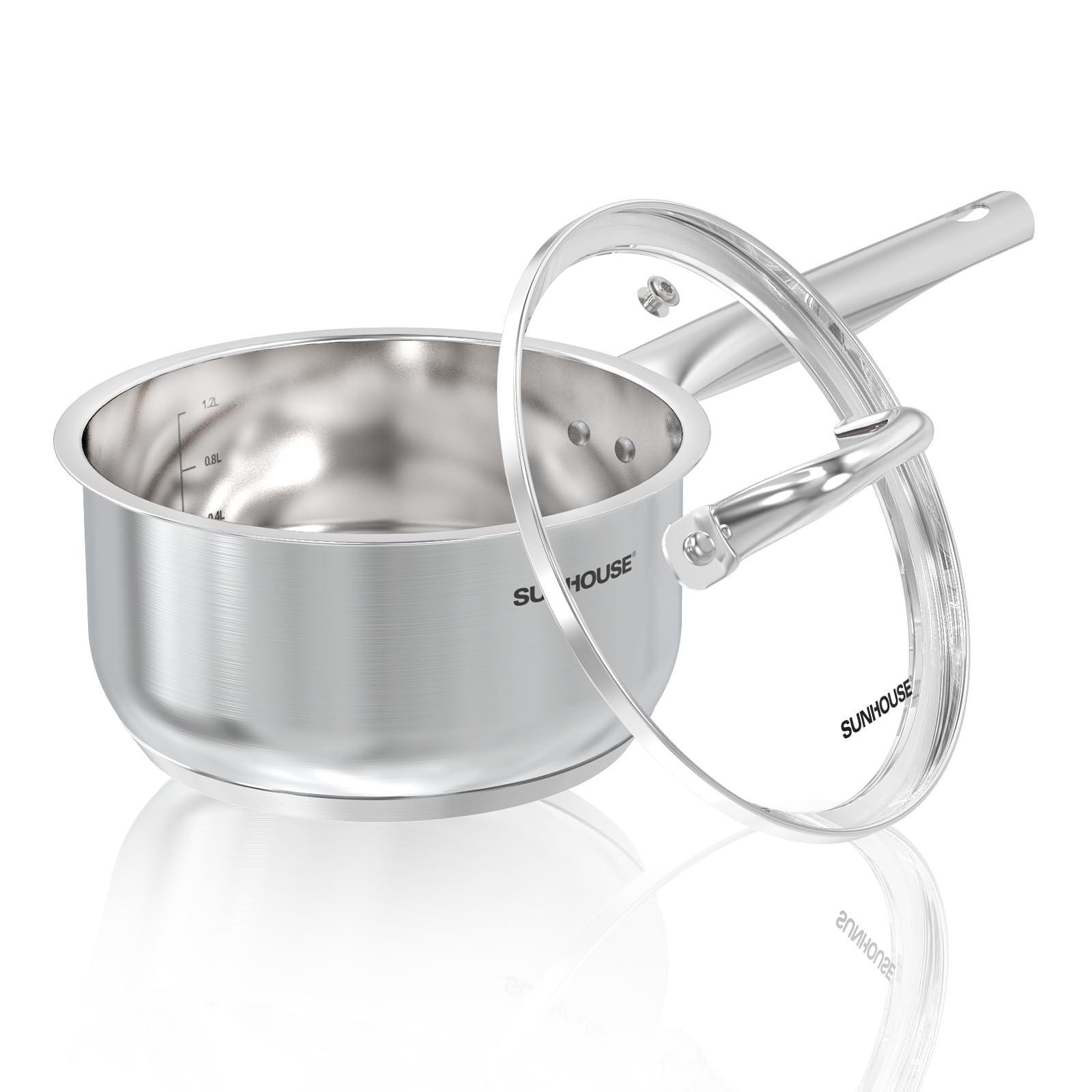 SUNHOUSE 1.5 Quart Sauce Pan, 18/10 Stainless Steel