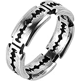 HZMAN Men's Punk Stainless Steel Silver Gothic Double Edge Blades Ring Bands