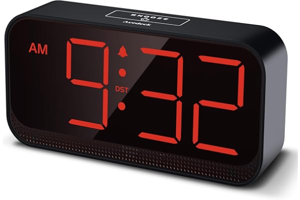 Acedeck Battery Operated Digital Clock: Cordless Small Alarm Clock for Bedroom Travel - Large Numbers 4 Dimmers for All Ages