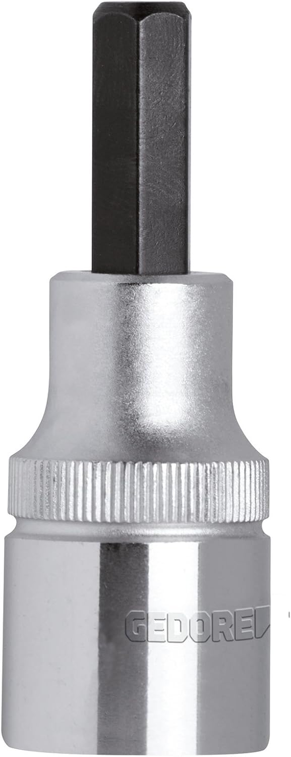 GEDORE red Screwdriver bit socket hex, 4 mm AF, 1/2" 12.5 mm, Screwdriver bit socket, Tool, R62550410, Steel