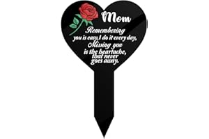 YANGMICS DIRECT Mom Memorial Stake Markers for Cemetery Grave Sympathy Acrylic Plaque for Outdoors Yard Garden Decoration Remembering Missing You (Rose-Red)