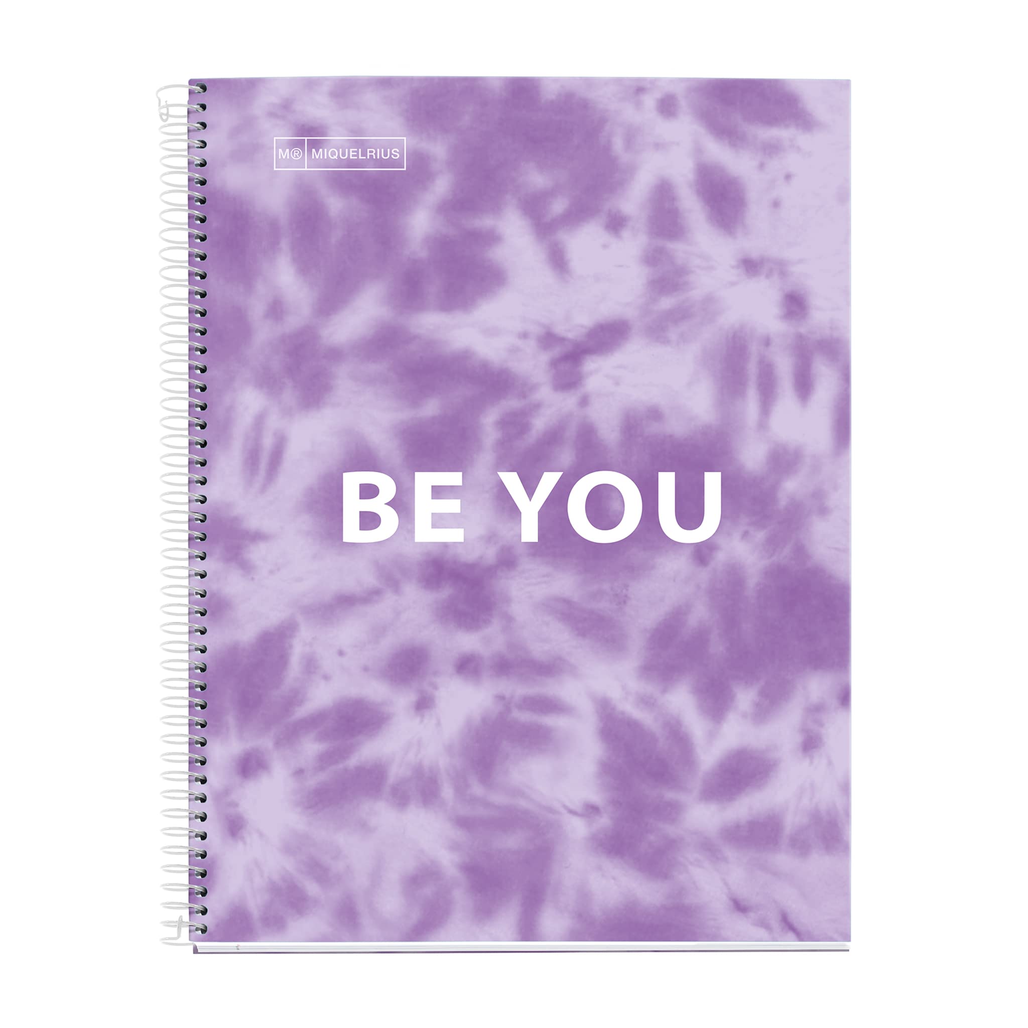 Miquelrius, Notebook Notebook, Hard Cover Cardboard, 4 Coloured Stripes, 120 Squared Sheets of 90 g, 4 Drills, Lavender, A4