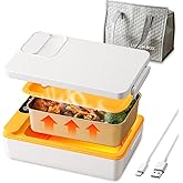 XASMA Cordless Electric Lunch Box 1L, Portable Food Warmer for Car/Office/Home Use | No Water Required, Rechargeable Heated Lunch Container with Insulated Bag | Students & Professionals
