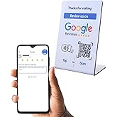 NFC Tap Google Review Stand - Boost Customer Feedback with Tap & Scan QR - No App, No Subscription - Works on iPhone & Android (White 4.1"x2.7" 1-Pack)