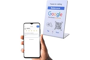 QRLYNK NFC Tap Google Review Stand - Boost Customer Feedback with Tap & Scan QR - No App, No Subscription - Works on iPhone & Android (Size 4.13"x2.75", 1 Pack)