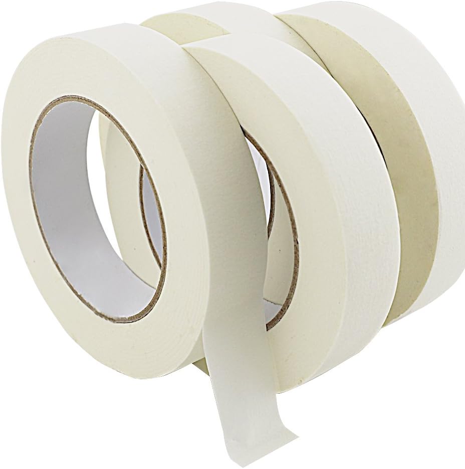 1 Inch White Masking Tape Bulk 12 Packs 60.1 Yards (720 Total Yards) for Multi Purposes, Easy Peel and Tear, for Painting, Home, Office: Office Products